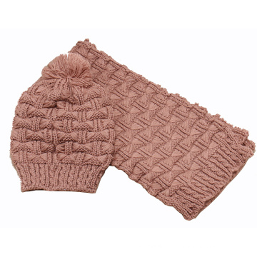 Écharpe chaude d&#39;hiver des femmes Beanie Set Écharpe tricotée par câble (SK163S)